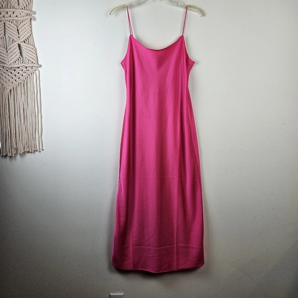 J. CREW NEON FUCHSIA LUSTER CHARMEUSE GWYNETH SLIP DRESS SZ 4 NWT
